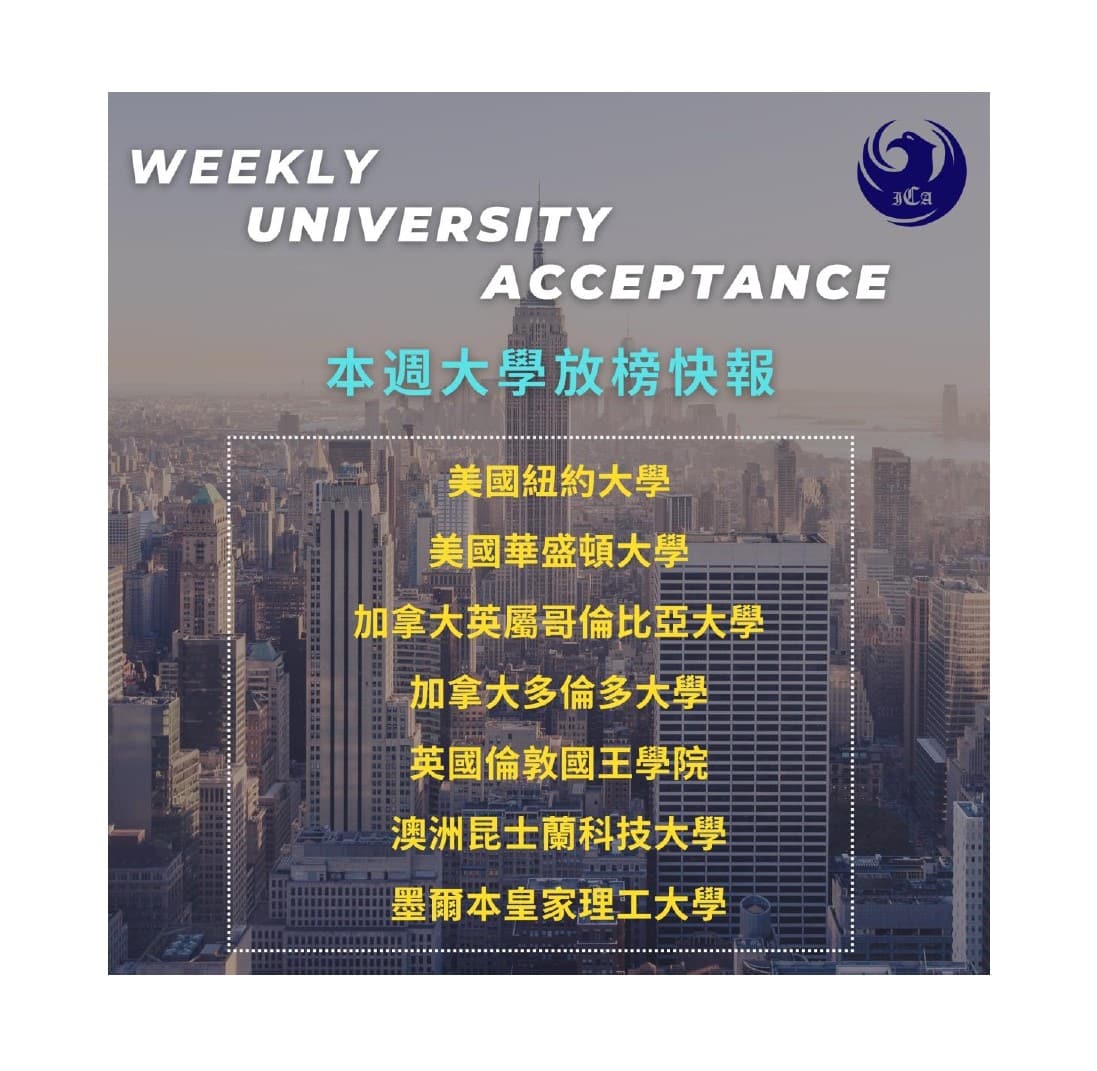 Weekly university acceptance ica 